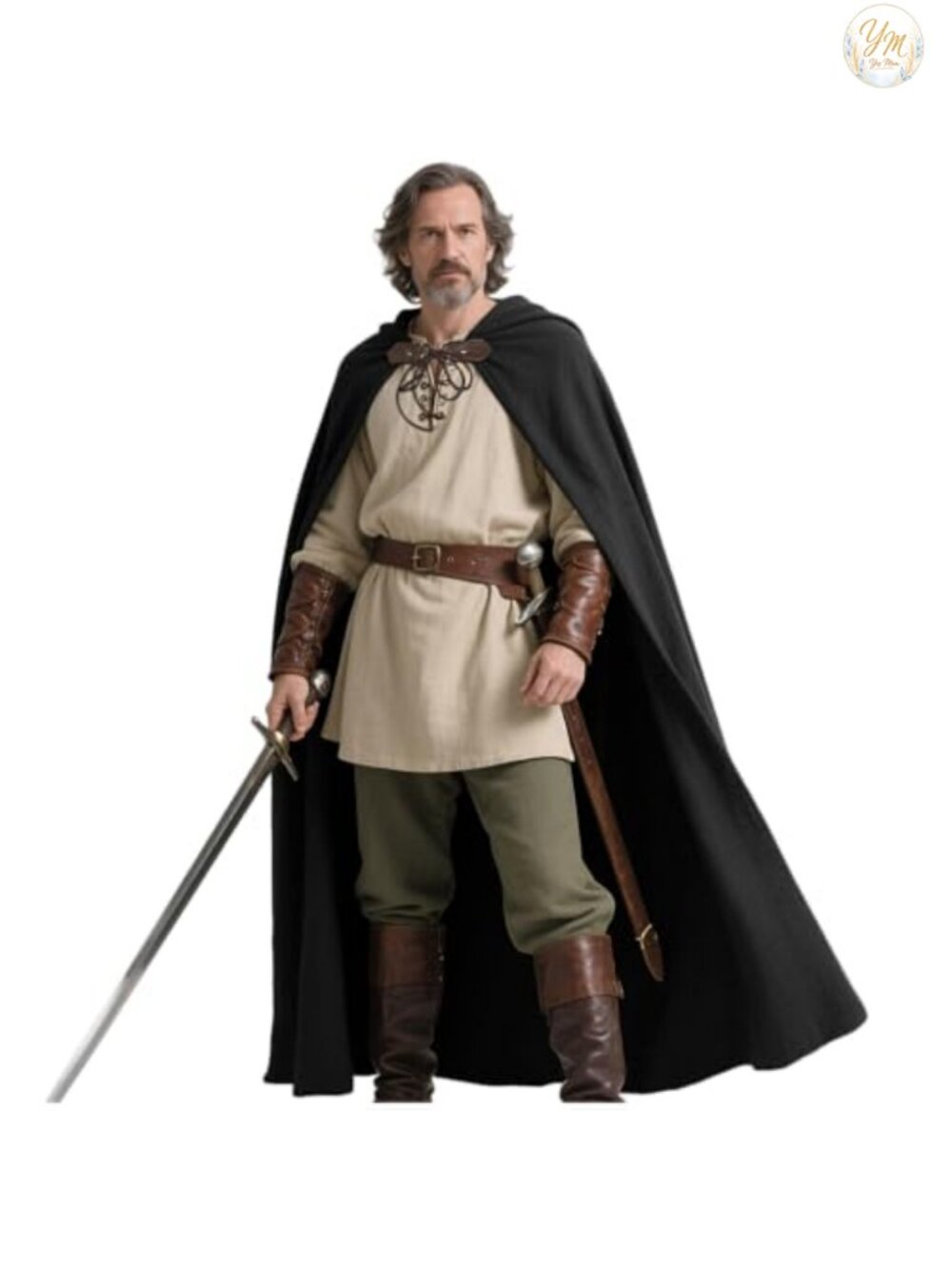 Linen Hooded Cape Medieval Cloak Unisex Ren Faire Cosplay Costume